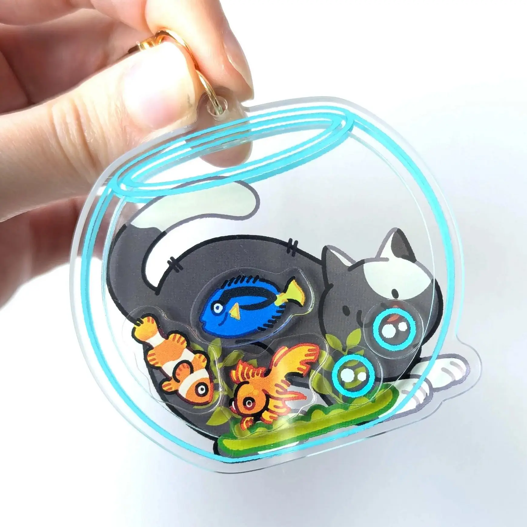 Cat Fishbowl Acrylic Shaker Charm 3", photo 8