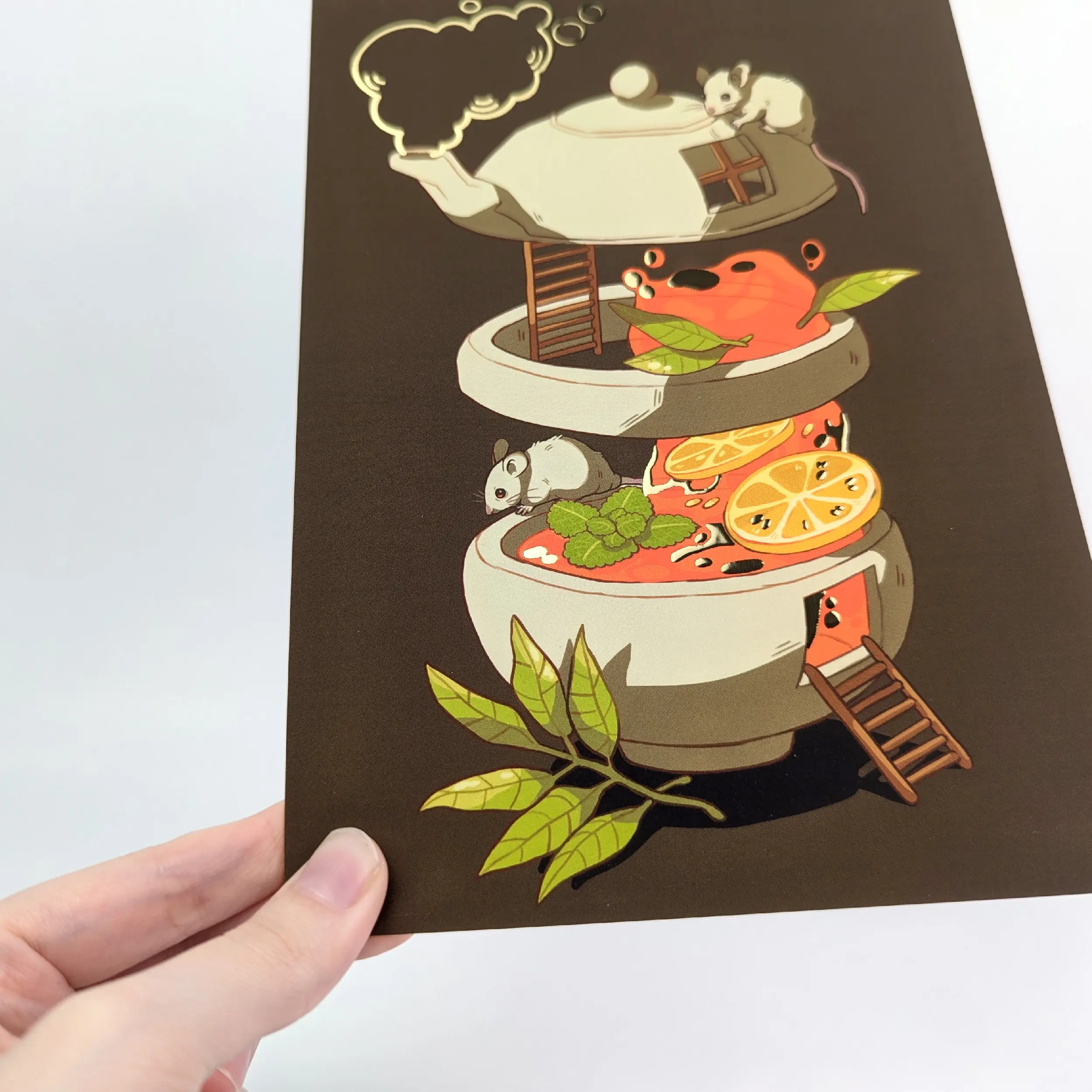 Lemon Mint Tea, Gold Foil A5 Art Print, photo 3