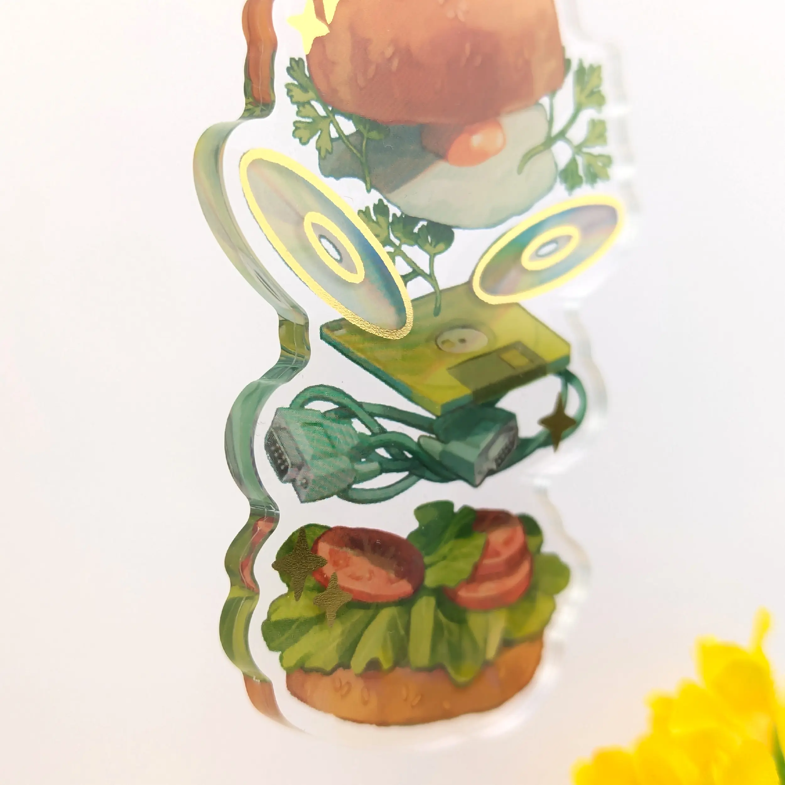 Retro Burger, Gold Foil Acrylic Charm, photo 7