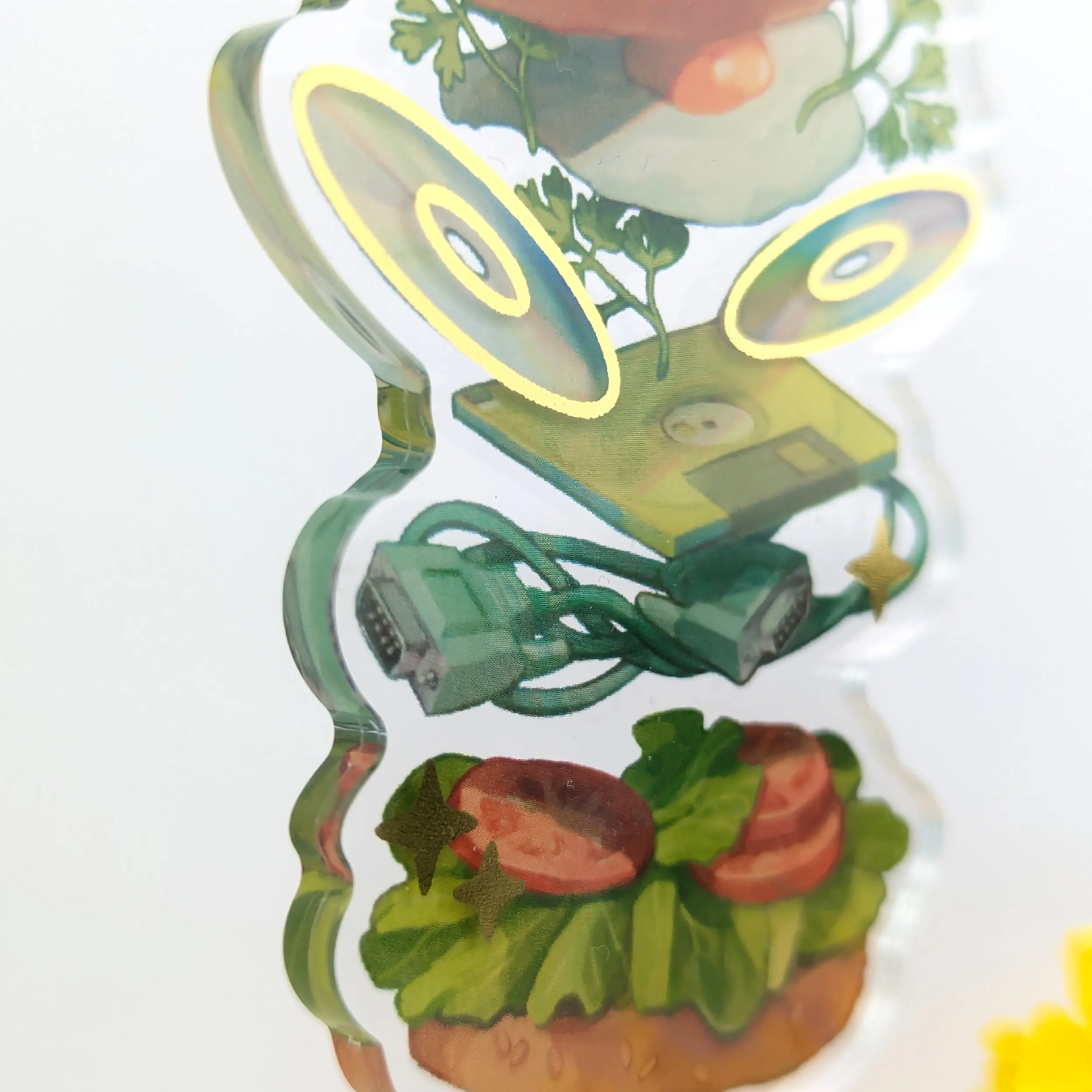 Retro Burger, Gold Foil Acrylic Charm, photo 6