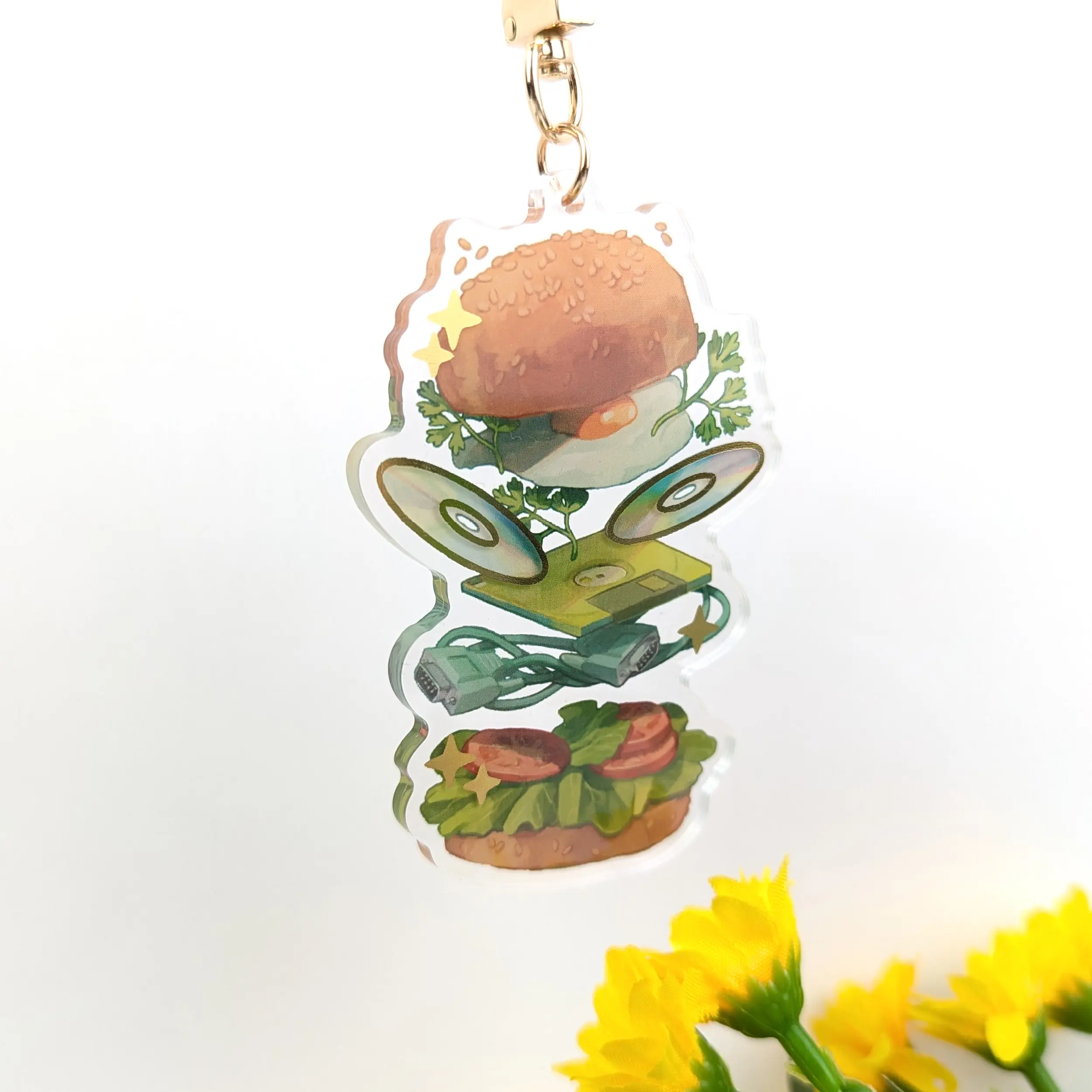 Retro Burger, Gold Foil Acrylic Charm, photo 9