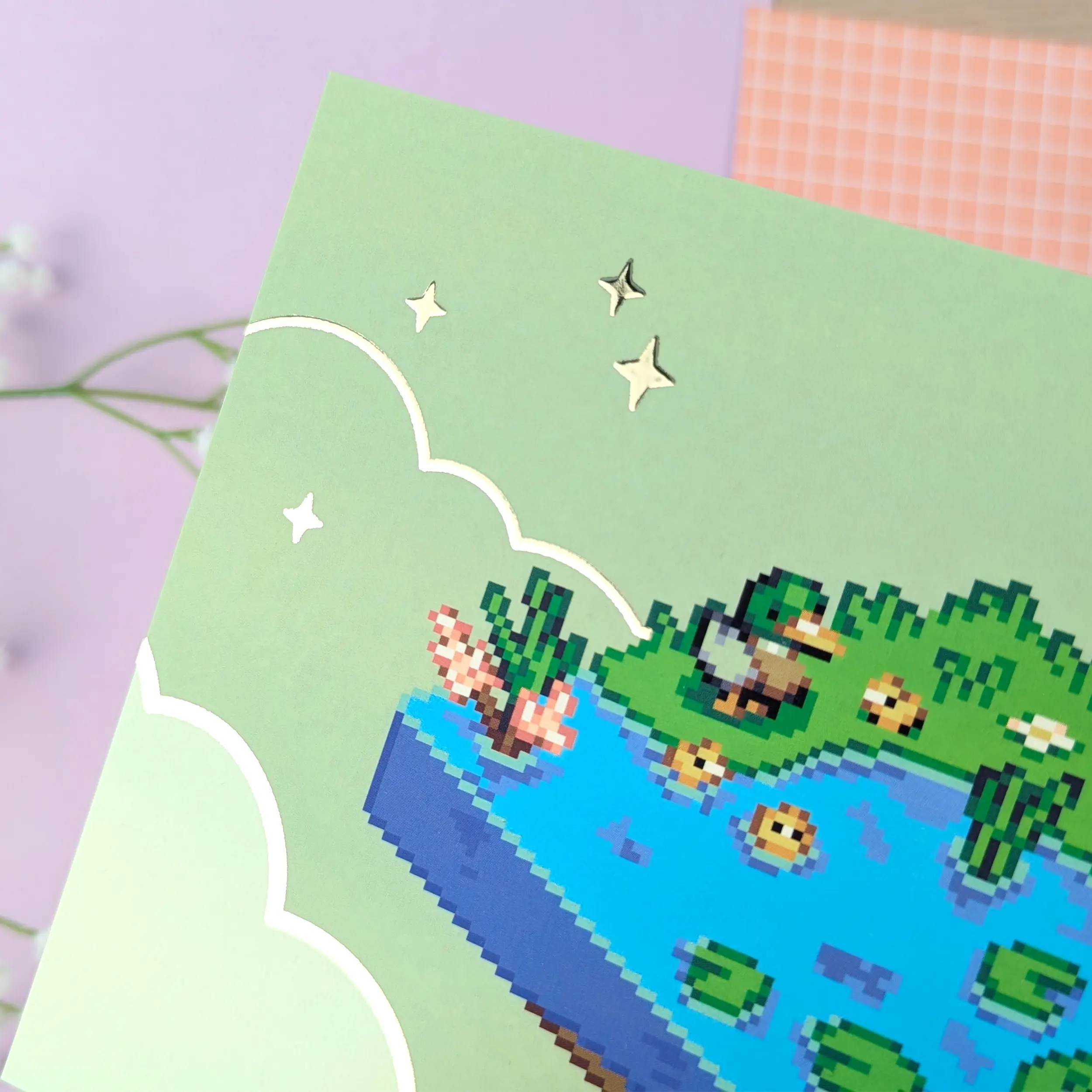 Tiny Duck Pond, Gold Foil A5 Art Print, photo 8