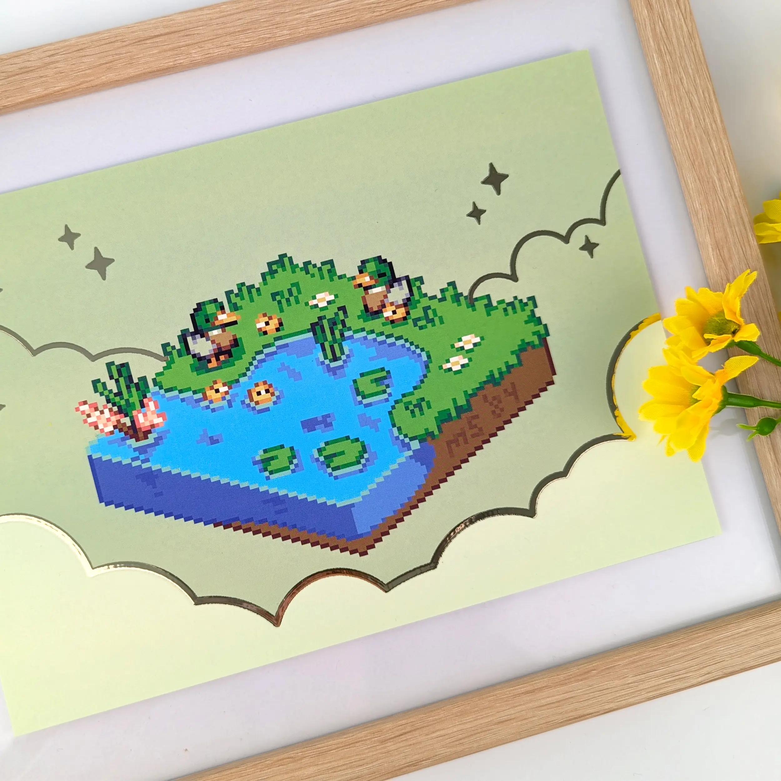 Tiny Duck Pond, Gold Foil A5 Art Print, photo 6