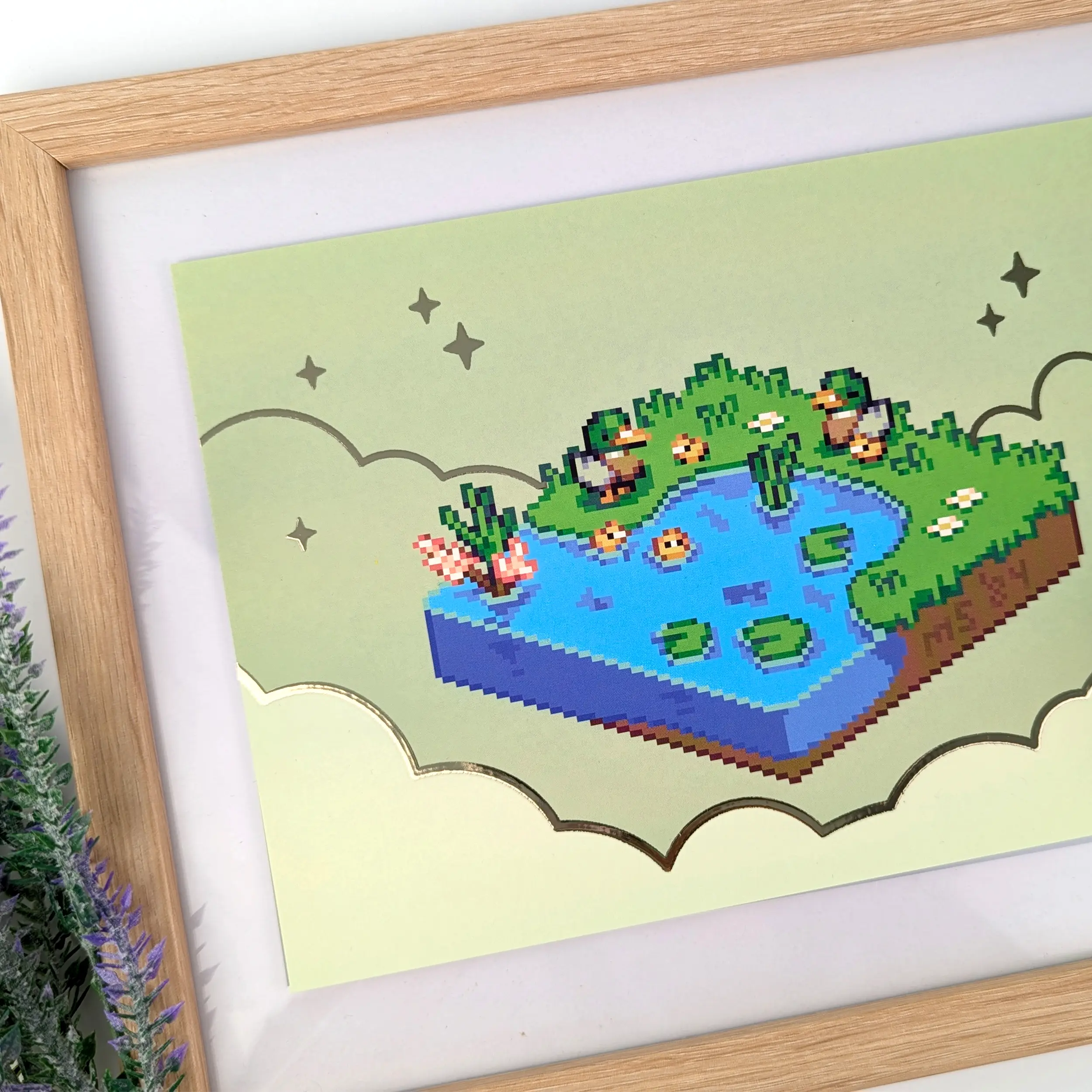 Tiny Duck Pond, Gold Foil A5 Art Print, photo 5