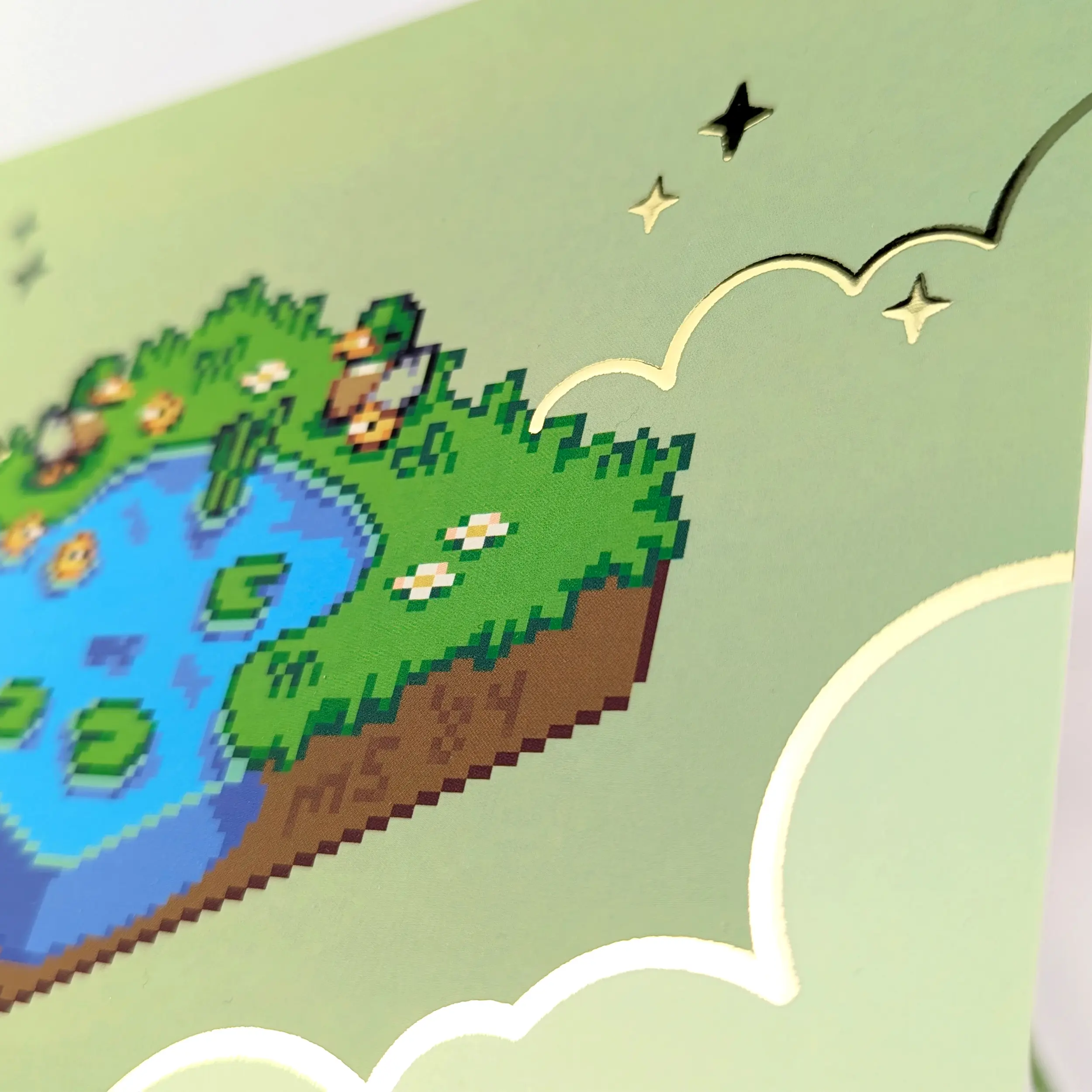 Tiny Duck Pond, Gold Foil A5 Art Print, photo 3
