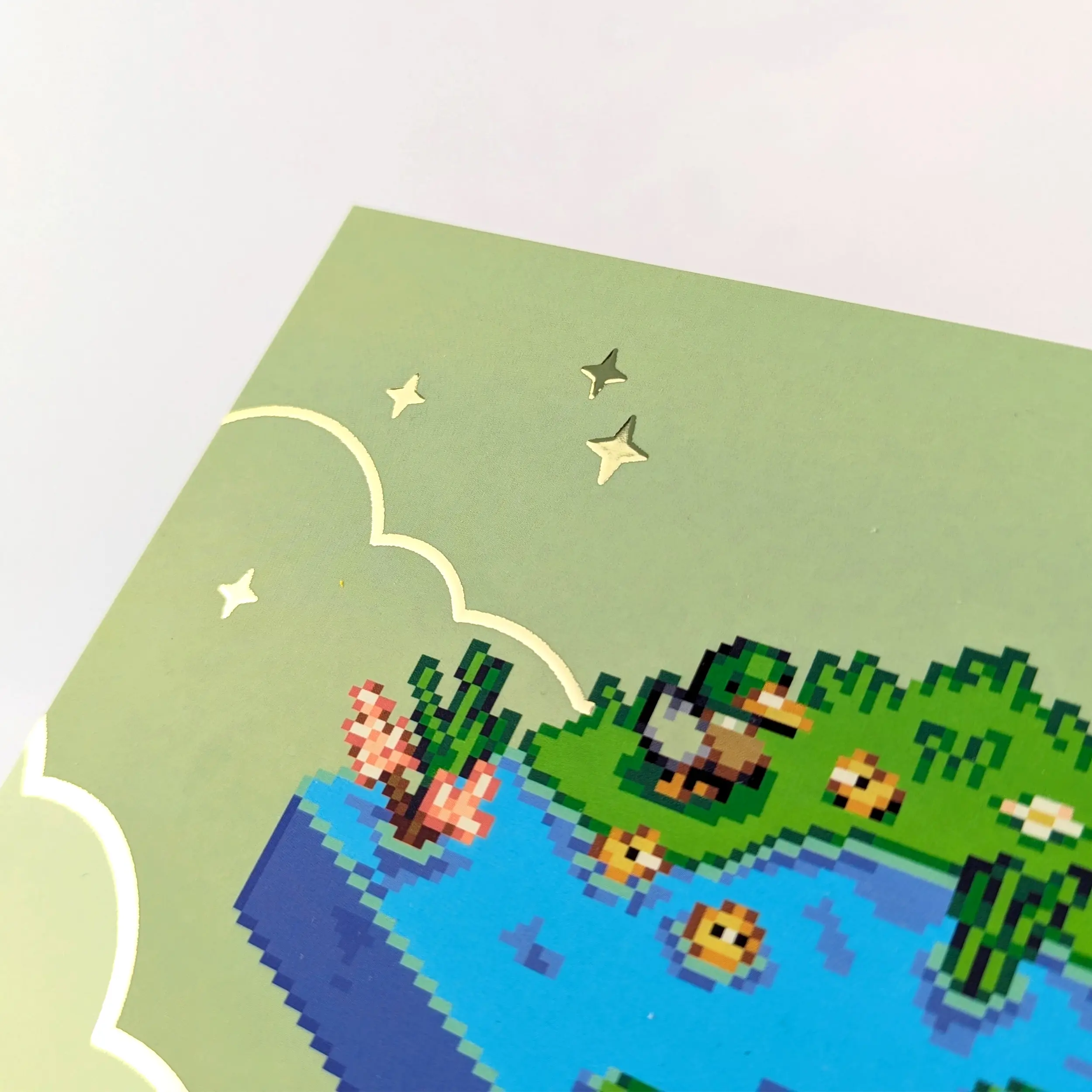 Tiny Duck Pond, Gold Foil A5 Art Print, photo 2
