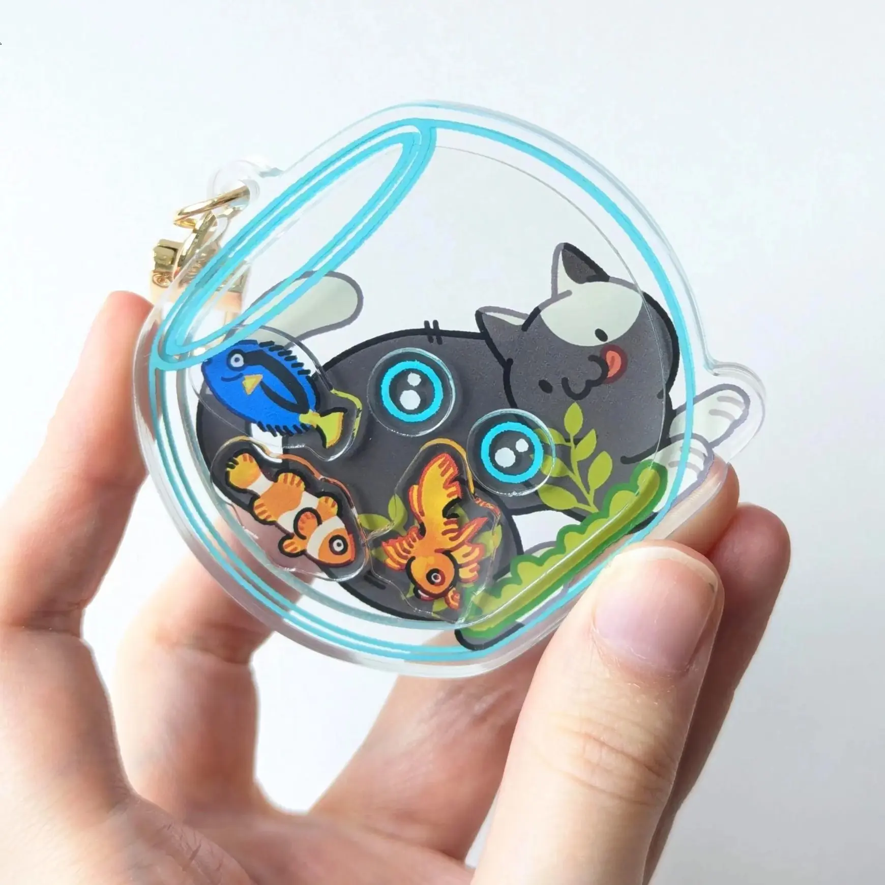 Cat Fishbowl Acrylic Shaker Charm 3", photo 6