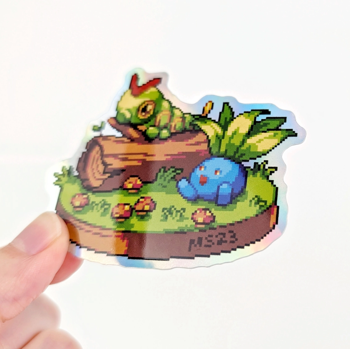 Forest Friends Pixel Art, Holographic Vinyl Sticker, photo 4