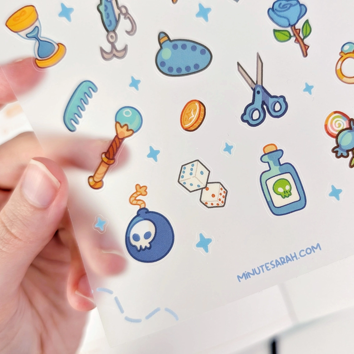 Bag Of Trinkets (Blue) Clear Vinyl Sticker Sheet, photo 2