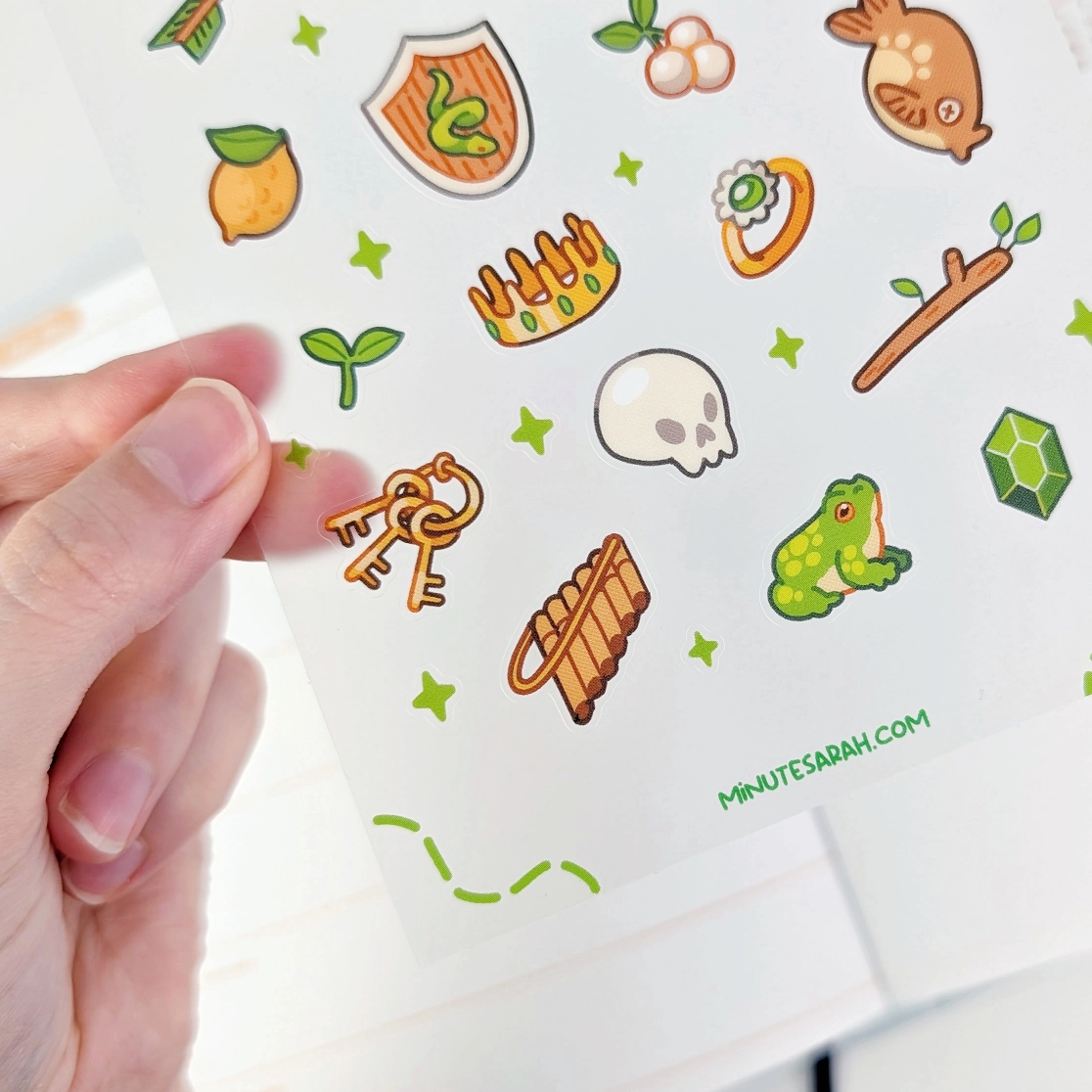 Bag Of Trinkets (Green) Clear Vinyl Sticker Sheet, photo 2