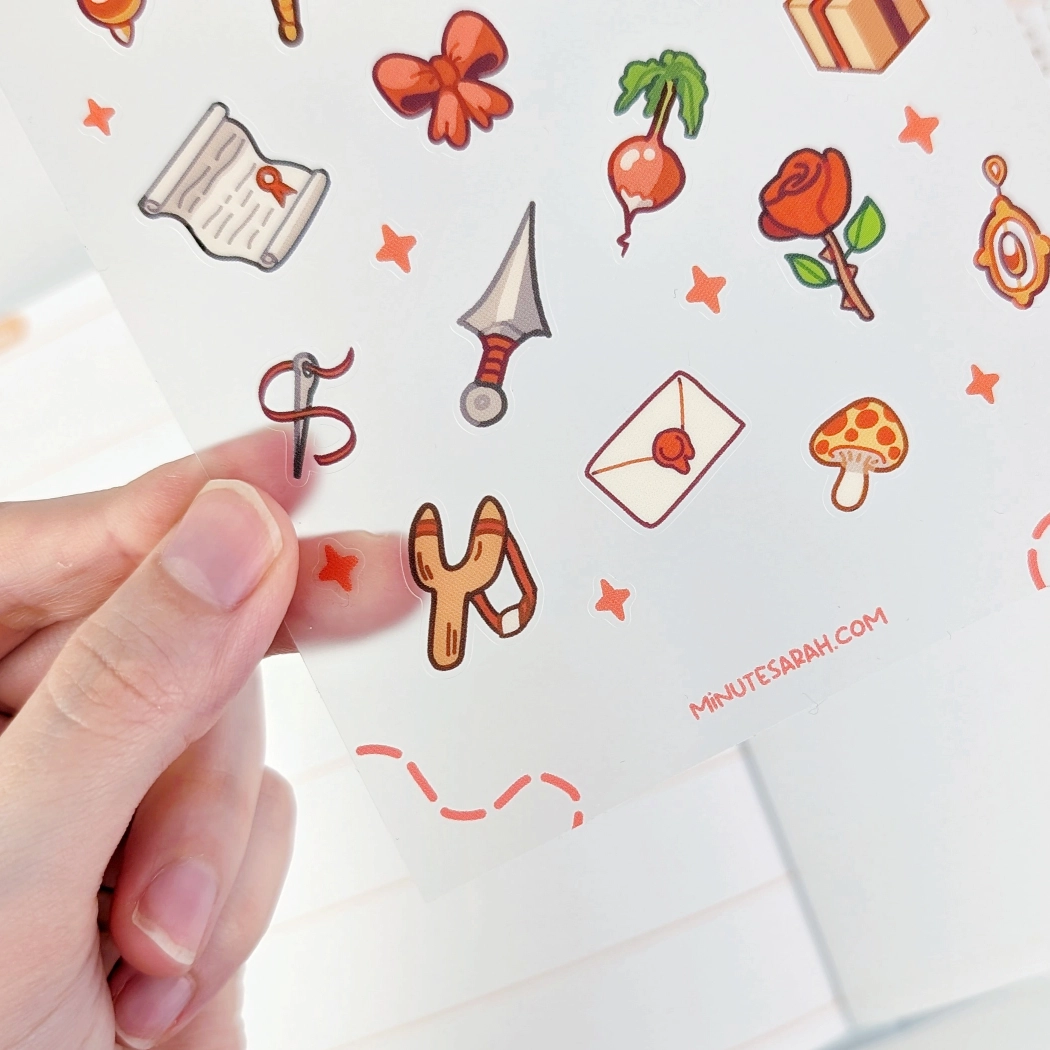 Bag Of Trinkets (Red) Clear Vinyl Sticker Sheet, photo 2