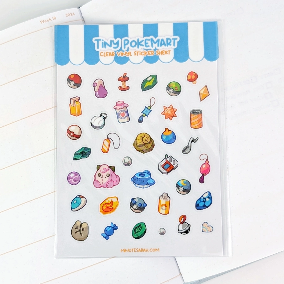Tiny PokeMart Clear Vinyl Sticker Sheet, photo 3