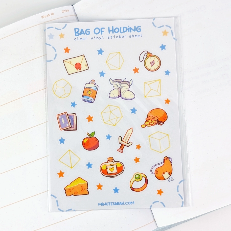 Bag Of Holding Clear Vinyl Sticker Sheet, photo 4
