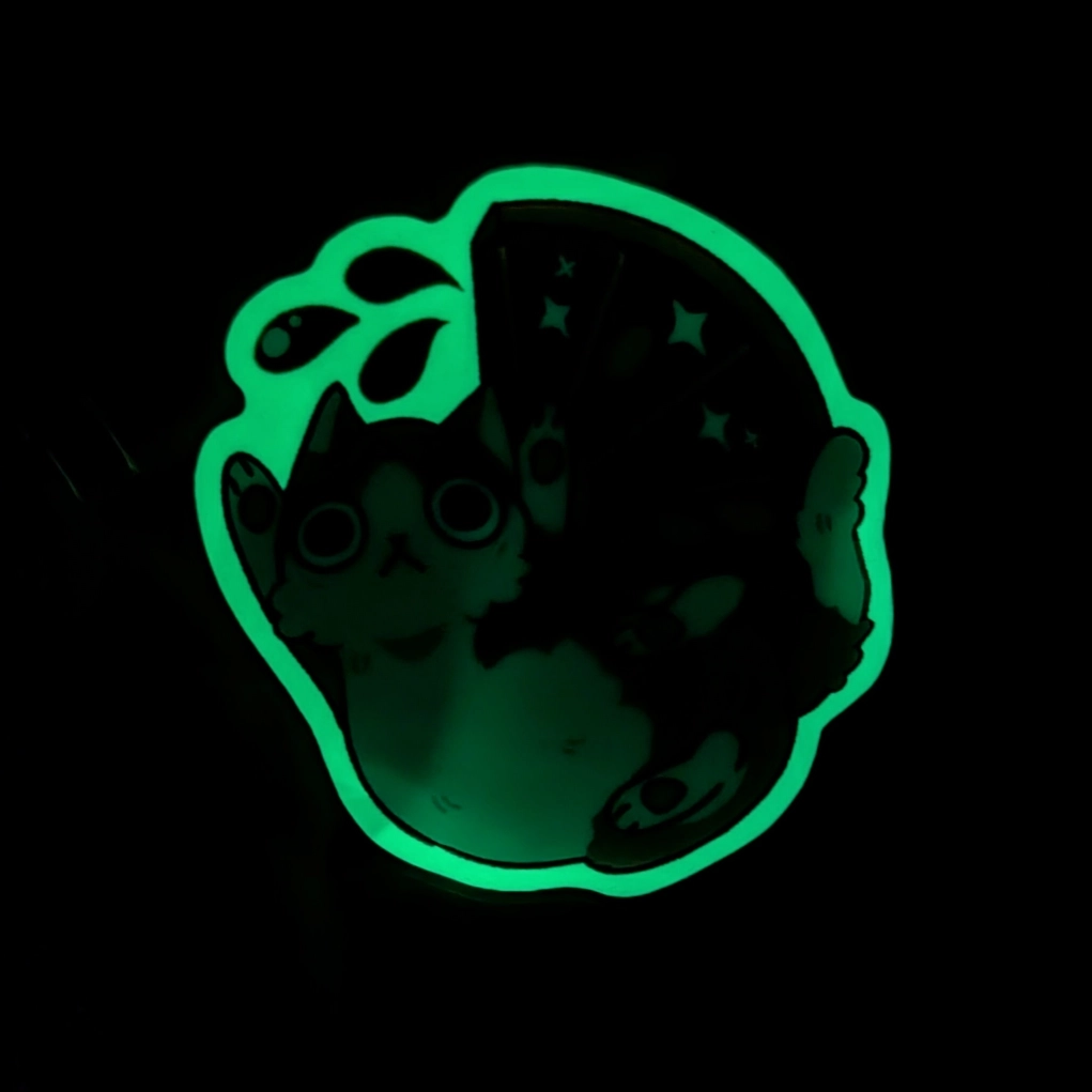Blood Orange Kitty, Glow In The Dark Vinyl Sticker, photo 2