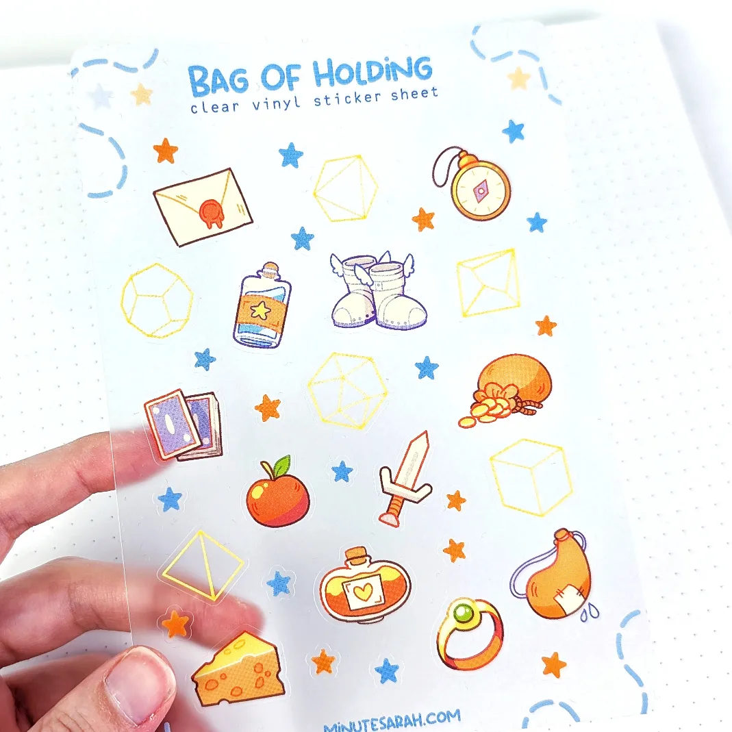 Bag Of Holding Clear Vinyl Sticker Sheet, photo 6