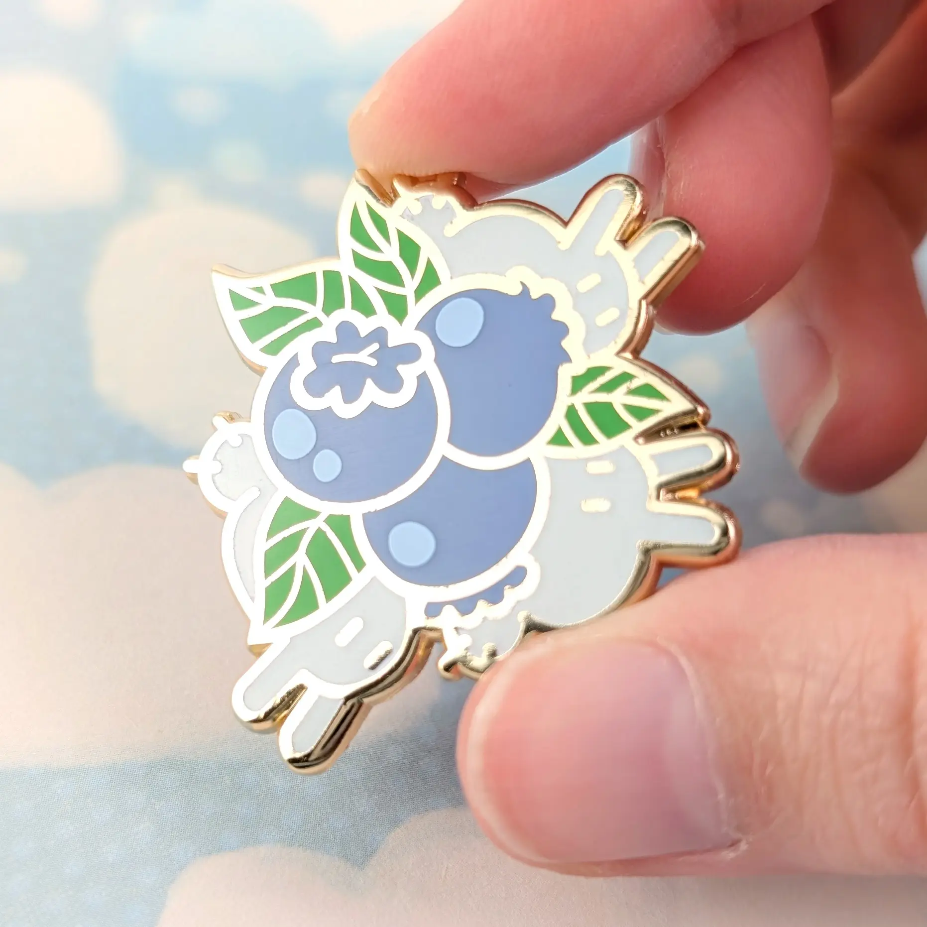 Blueberry Bunnies, Glow In The Dark Enamel Pin, photo 3