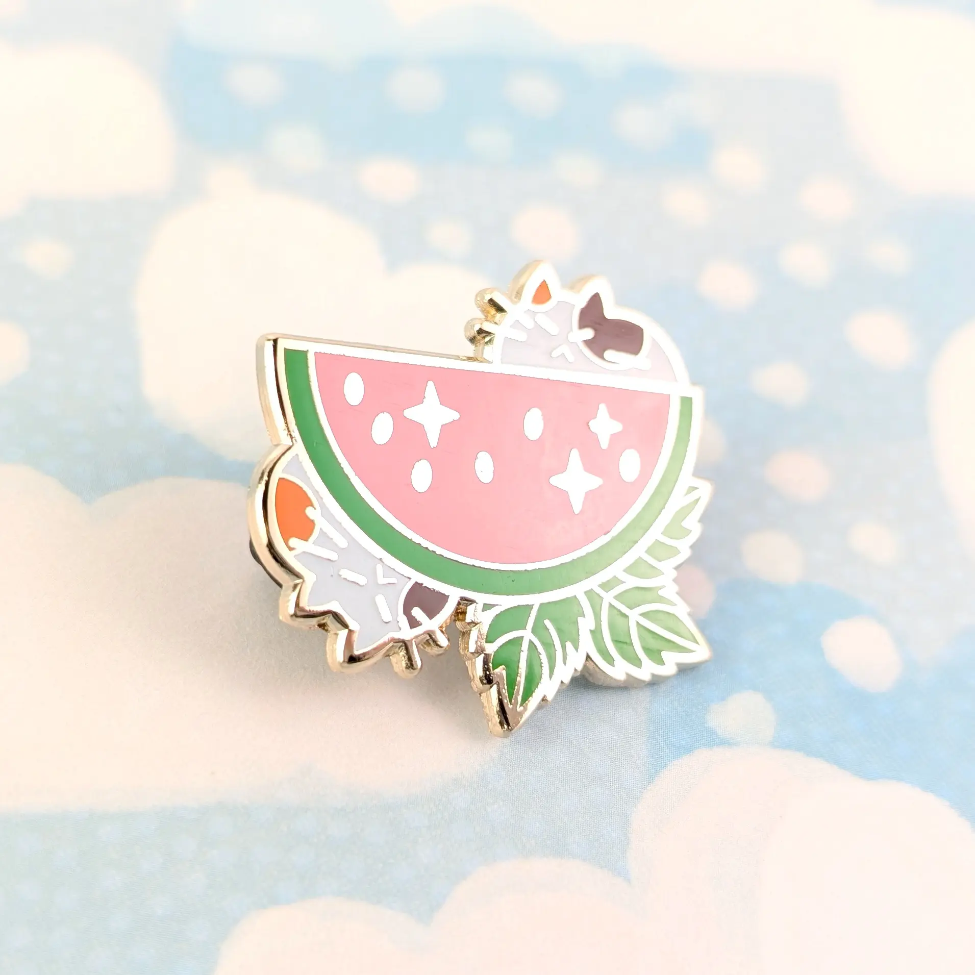 Melon Kitties, Glow In The Dark Enamel Pin, photo 3