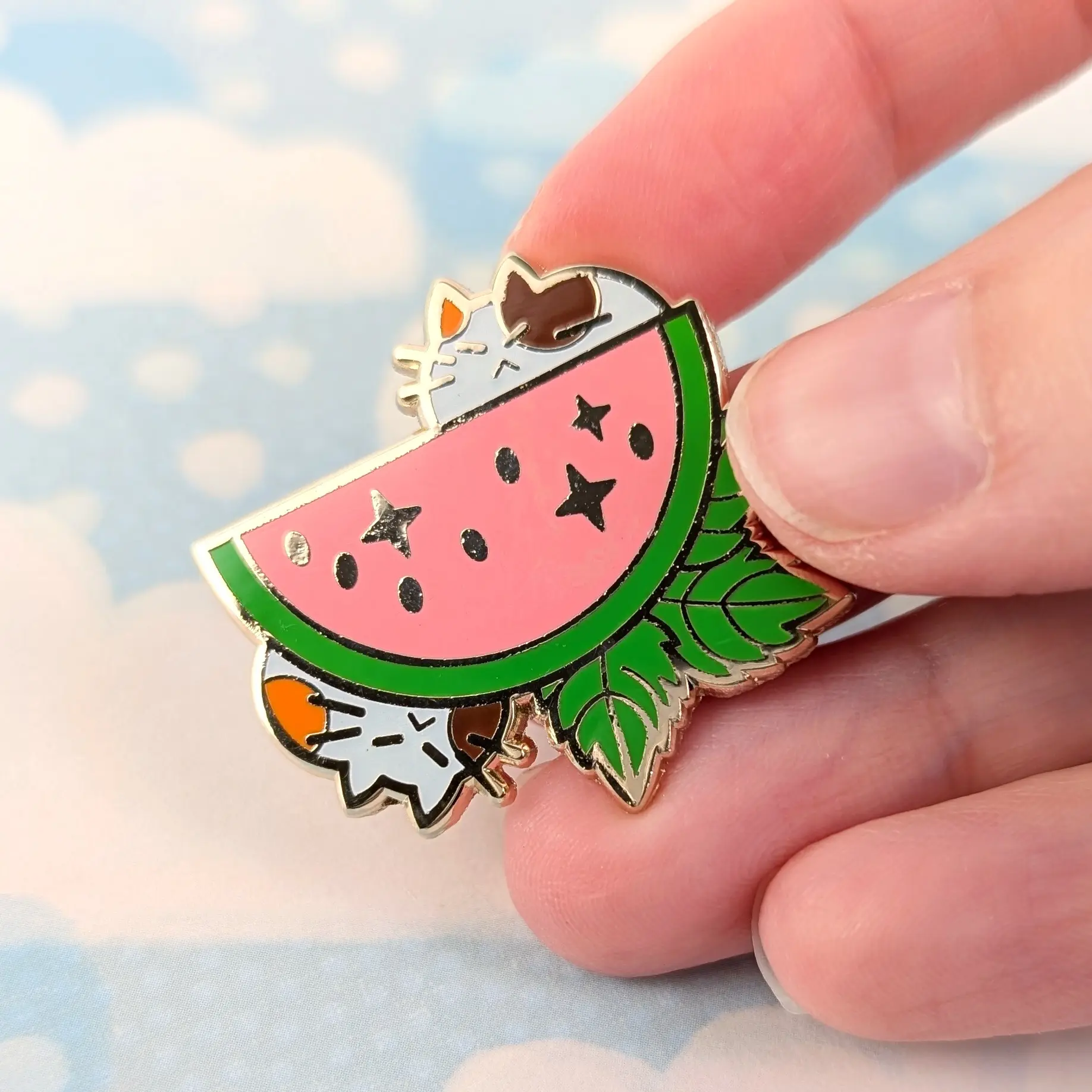 Melon Kitties, Glow In The Dark Enamel Pin, photo 8