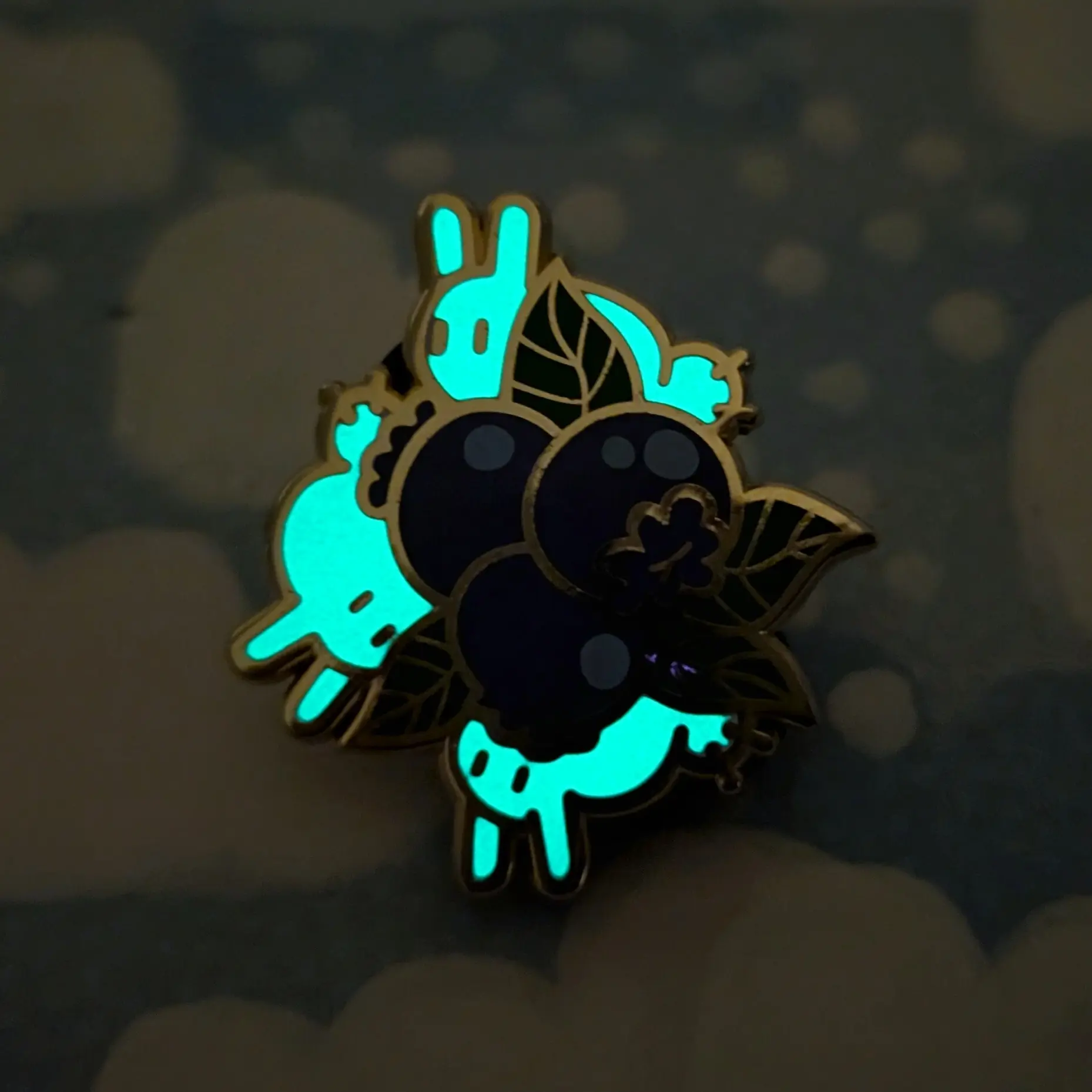 Blueberry Bunnies, Glow In The Dark Enamel Pin, photo 2