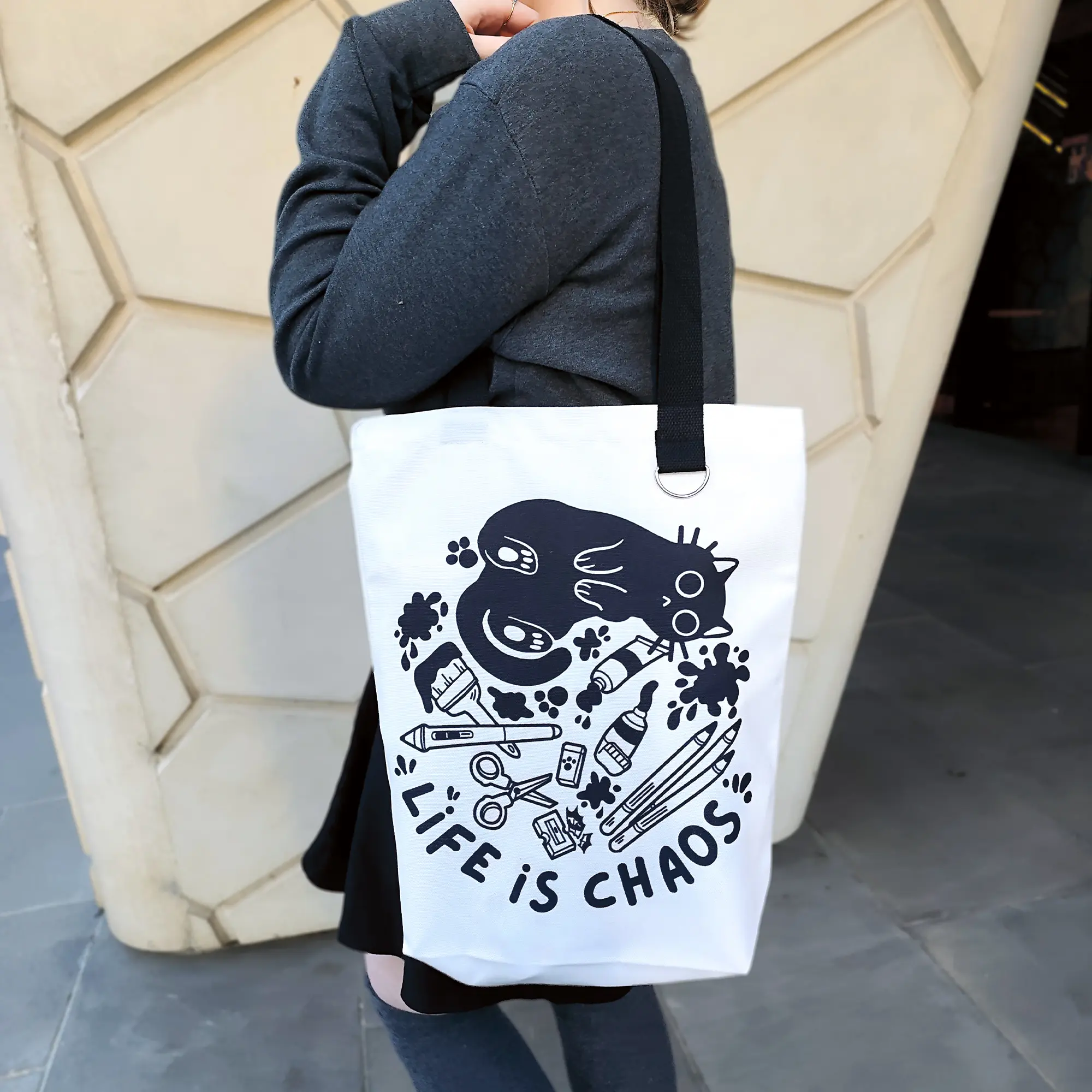 Life Is Chaos Zipper Tote Bag, photo 5